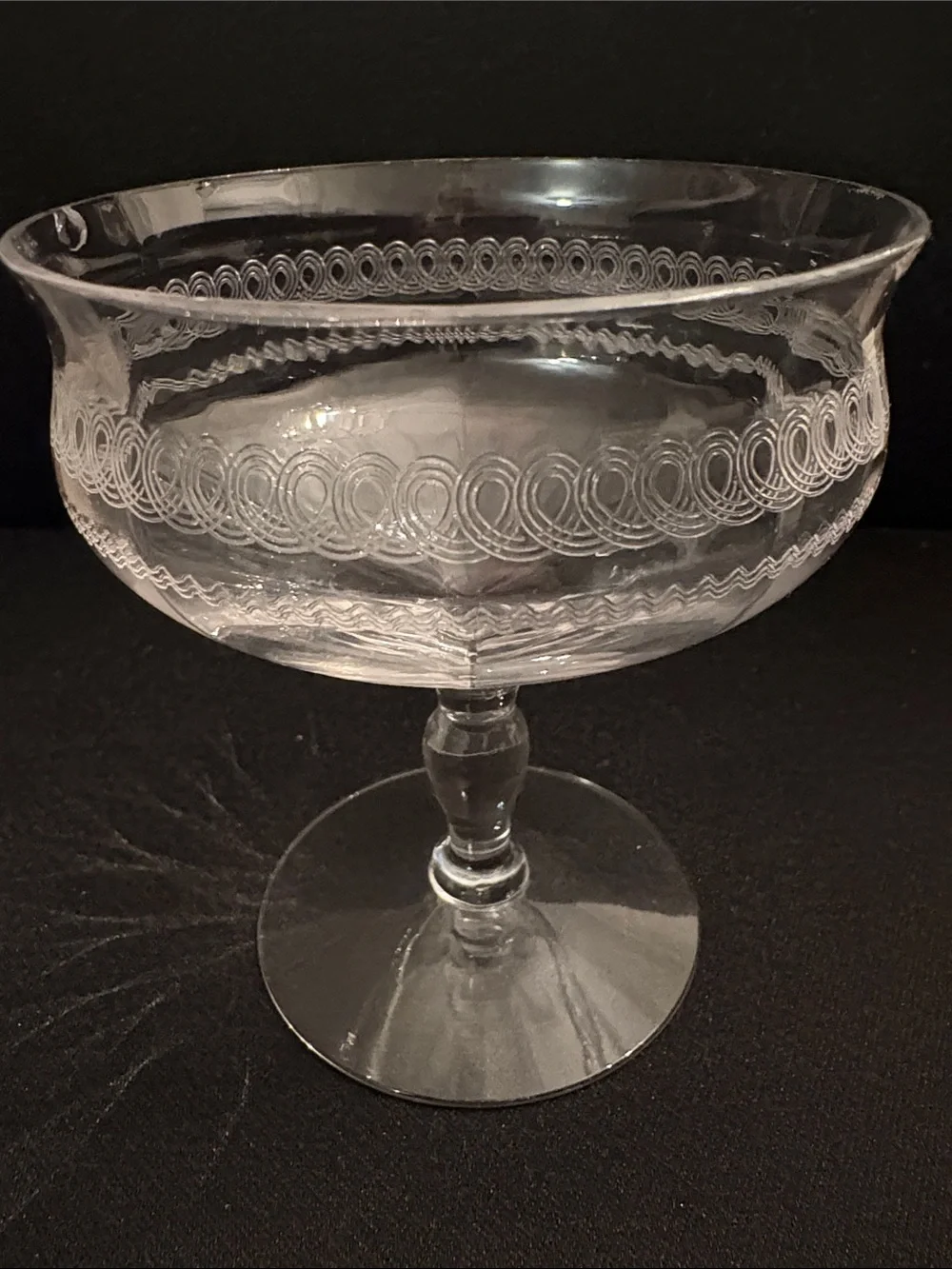 Etched Crystal Glass Small Compote Pedestal Bowl 4